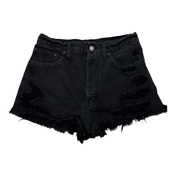 Abercrombie & Fitch Pants - Abercrombie & Fitch High Waist Distressed Black Denim Short Sz 28